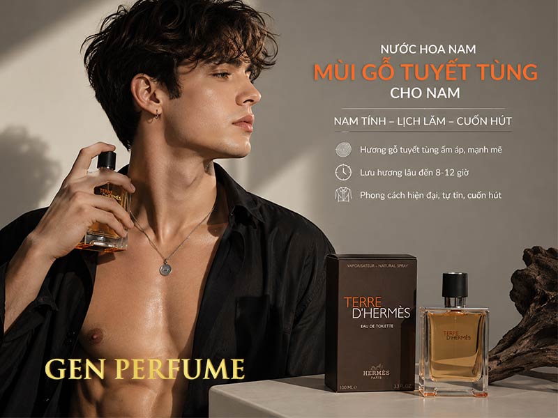 nước hoa mùi gỗ tuyết tùng cho nam Hermès Terre D’Hermès EDT
